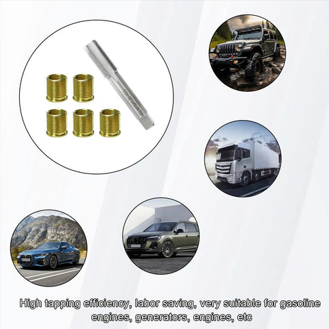 11 Piece Spark Plug Thread Repair Kit With M14x1.25 And M16x1.25 Inserts Stainless steel rethread tool set with vehicles