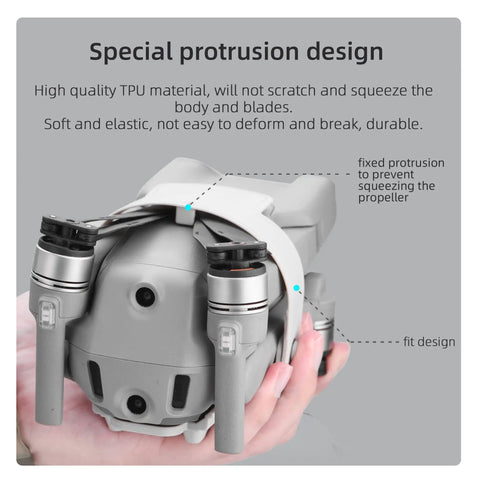 Pro Grade Propeller Guard And Strap System For DJI Mavic Air 2 And Air 2S Drones, showing TPU protrusion design for protection.
