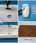 Twenty 46 Grit Diamond Grinder Bits Set For Rotary Tools grinding porcelain sink, glaze drip, and engraving tile.