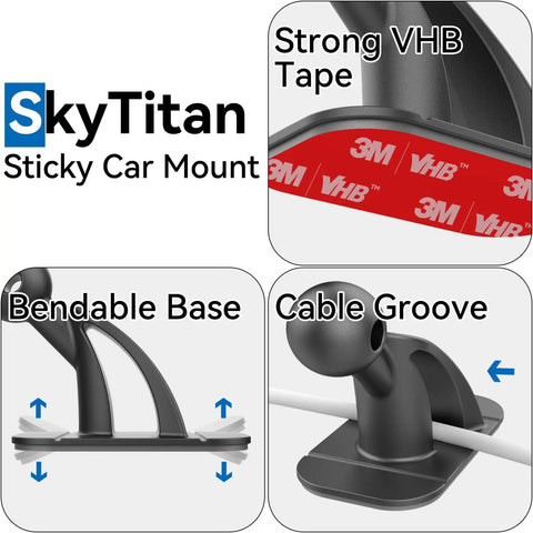 4 Pack 17mm Sticky Ball Mounts For Car Dash Adhesive Replacement MagSafe Phone Holder Base With 3M VHB Tape features