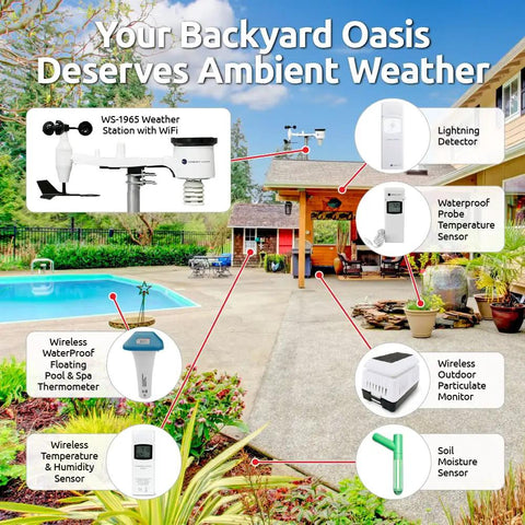 WS-1965 Weather Station With WiFi Remote Monitoring Network Access All In One Sensor Array Color LCD Display Monitors