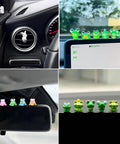 Five-piece assorted-color animal car interior figurine set for dashboard, vent and rearview mirror decoration.