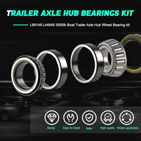 Two-Set 3500lb Beefed-Up Trailer Bearing Kit For 1-3/8 To 1-1/16 Inch Axles With Bearings and Races Displayed
