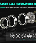 Four Pack 3500Lb Trailer Bearing Kit For 1-3/8 To 1-1/16 Inch Axles with L68149 and L44649 Bearings displayed