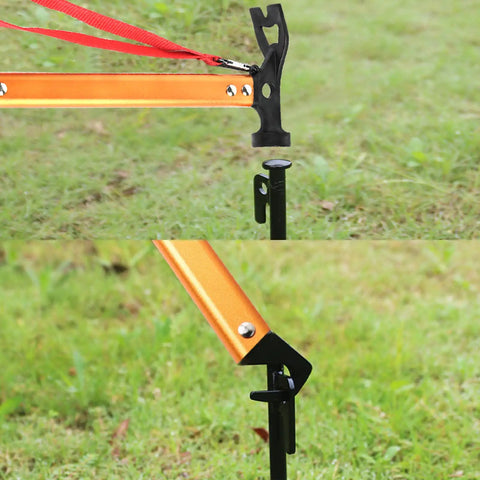 Ultra Lightweight 12 Inch Camping Hammer Multitool With Three In One Design for Nail Driving Stake Puller in bright orange