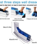 Automatic Lazy Shoe Cover Dispenser With 200 Disposable Overshoe Covers Battery Free Portable Cleanroom Protector showing three easy steps.