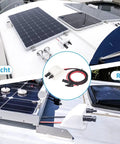 Solar Double Cable Entry Gland Box Waterproof ABS Housing for RV Roofs Boats and Camping with 2M 10AWG Extension Cord and Two Easy Install Options Glue or Screw on yacht roof