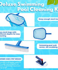 Pro Pool Cleaning Kit With Aluminum Adjustable Pole, 3 Skimmer Nets And 3 Rotating Brushes For Above Ground Pools, signage