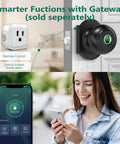 Keyless Entry Fingerprint Door Lock With App Control, showing mobile app interface and smart door knob with biometric access