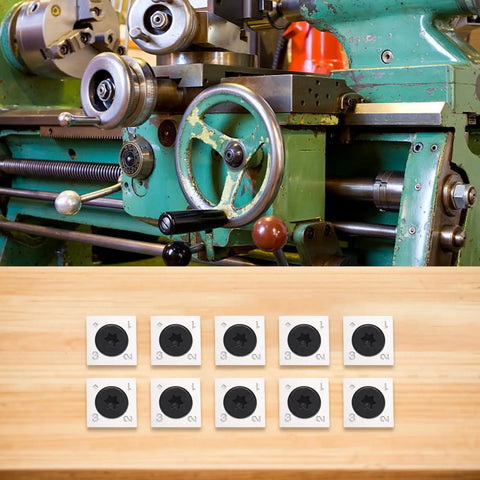 Rock Solid 14Mm Carbide Cutter Inserts 10 Pack Square 4 Sided Rotatable Blades For Woodworking Spiral Planer Head With M6 Screws Smooth Finish Guaranteed Ready To Use Straight Out The Box on wooden surface.