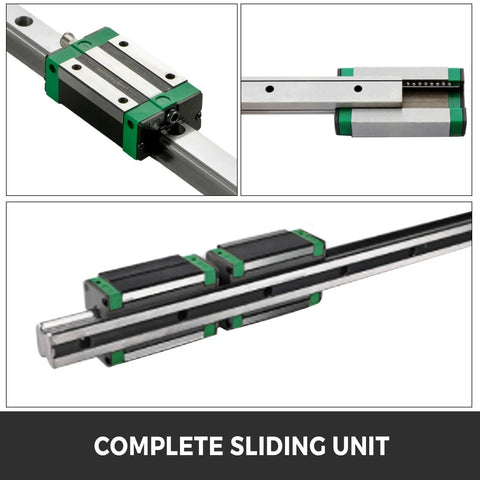 Beefy HGR20 1500mm Linear Guide Rail Kit with 2 rails and 4 blocks for CNC machines, close-up and side views shown.