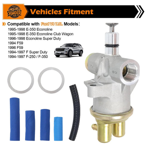 Fuel Transfer Pump With Hose Line Kit For Ford 7.3L Diesel Super Duty F-250 F-350 E-350 Econoline 1994-1998 Easy Install