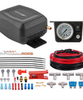 On Board Air Compressor System Universal Air Spring Kit With Gauge Air Line And T Fittings for Trucks and Vans displayed