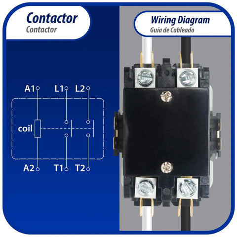 Built Tough 2 Pole Contactor 120V 40A Coil Replacement For AC Compressors And HVAC Equipment with wiring diagram