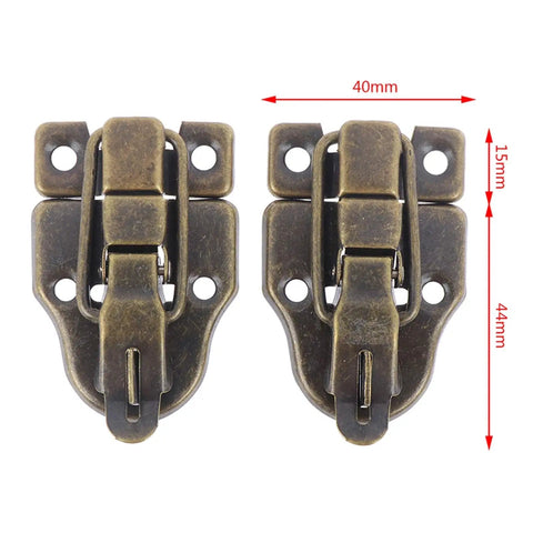 Two Pack Key Hasp Lock Set For Jewelry Boxes And Small Chests, Heavy Duty Iron Toggle Latch Buckle, Antique Metal Style