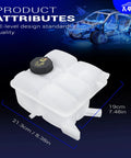 Front Engine Coolant Reservoir And Radiator Expansion Tank With Surge Cap Replaces 603382 For Ford Vehicles top view with dimensions displayed