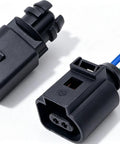 No Drama Fix Ambient Air Temperature Sensor With Connector Pigtail Plug showing black connectors for Audi A3 A4 A6 VW models.