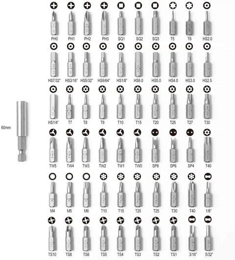 Heavy Duty Security Screwdriver Bit Set 61 Piece With Torx Phillips Square Spanner Hex And Clutch Bits Temper Proof Alloy Construction Pro Grade