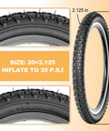 2 Pack 20x2.125 Inch Kids Bike Tires Set With Tubes And Levers For BMX MTB And Youth Rides Puncture Resistant Folding Tires