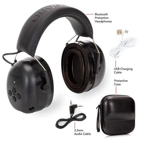 Bluetooth Noise Cancelling Ear Muffs For Mowing, Shooting, And Construction Work 25 dB NRR with cables and case
