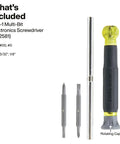Multi Bit Screwdriver And Nut Driver Set With Comfy Cushion Grip Handles Precision Heat Treated Bits Includes Stubby Tool For Quick Auto And Home Repairs Built Tough As Nails, showing 4-in-1 screwdriver and interchangeable bits.