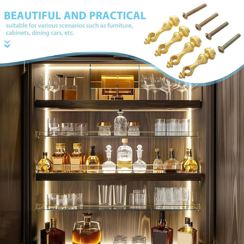 Sturdy Metal Spindles and Glass Railing Post Bolts Set for Cabinets and Furniture Projects Easy Install displayed with glassware