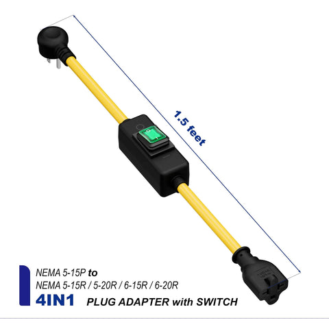 Heavy Duty Outdoor Waterproof Extension Cord With In Line On Off Switch And 12 AWG SJTW Wire 125V 20 Amp IP57 Rated