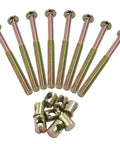Rock Solid Bunk Bed Bolts Packed With Eight M8 Thread Hex Fasteners And Matching Bronze Nuts for heavy duty assembly.