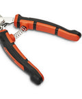 Close-up of the grip and spring mechanism of the Eight And One Half Inch EZ Utility Snip For Home Improvement Repairs Garden And Shop Use Workhorse Heavy Duty Snips With Serrated Blade For Precise Cuts And A Comfortable Grip Built For Durable Electrician And DIY Projects.