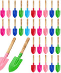 30 Piece Mini Garden Shovel Set Colorful Metal Tools With Wooden Handles For Planting Digging Beach Shovels And Soil Work Great For Kids And Gardeners, assorted colors