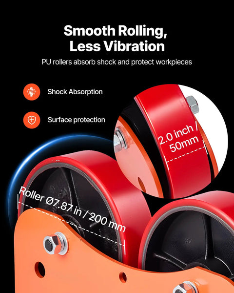 Heavy Duty Pipe Turning Rolls 2205 Lbs Capacity With Smooth Linkage Roller System adjustable PU roller close-up