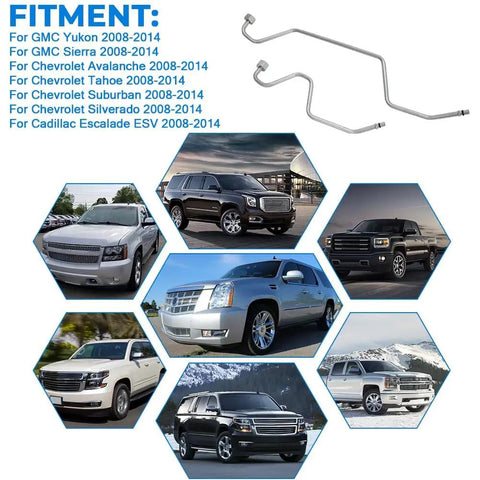 Beefed Up Rack And Pinion Transfer Lines Replacement Kit Direct Fit For 2008 2014 Tahoe Suburban Avalanche Yukon Sierra Silverado And Cadillac Escalade ESV 15254059 15254058 illustration with vehicles image