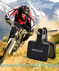 Mountain biker on trail with Four Pairs Resin Disc Brake Pads For Bikes With Universal Fit Built For TRP Tektro Shimano Deore