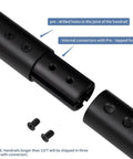Detail of Heavy Duty Aluminum Handrail Set For Indoor Outdoor Stairs 16 Foot showing pre-drilled holes and connectors in matte black.