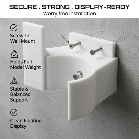 Lego Shuttle Carrier Aircraft 10360 Wall Mount Space Saving Display Bracket installed with screws on wall, secure fit shown.