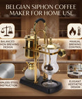 Artisan Manual Siphon Coffee Maker Featuring Sturdy Heatproof Glass Carafe for precise extraction flow and elegant design.