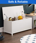 Badass 2 Pack Toy Box Hinges With Butter Smooth Soft Close Action And Ultra Strong Lid Stay Struts keep white toy chest open.