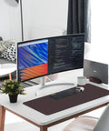 Durable PU Leather Desk Pad Protector Non Slip Desk Pad Large 23.6 By 13.7 Inches Easy Clean Writing Surface And Mouse Pad For Office Home Decor For Everyday Use on modern office desk with keyboard, plant, and curved monitor