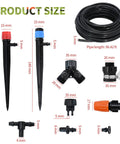 Ultimate Drip Irrigation Kit For Garden Watering System With 30 Meter 100 Foot Length Automatic Irrigation And Adjustable Water Volume Sprinkler Coverage Easy Install ABS Plastic layout and components