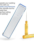 Pro Grade Welding And Carb Cleaning Kit With 13 Cleaning Wire Sizes And Sharp Pick shown with aluminum case and needle tool
