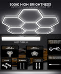 Hexagon Garage LED Lights 30 Pack Ultra Bright 420W 63,000 Lumen 5000K Daylight with connectors, tubes, and installation parts
