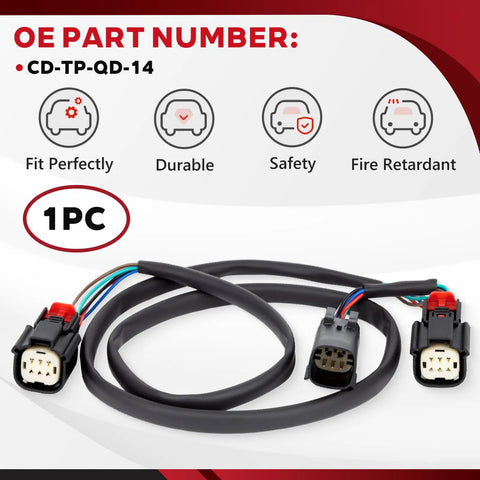 Tour Pack Power Tap Wiring Harness With Quick Disconnect For Harley Davidson Tour Pak 2014 2022, connectors and wires shown.
