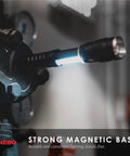 Rechargeable 500 Lumen LED Work Light And Flashlight with magnetic base attached to metal surface