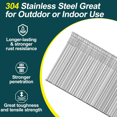 16 Gauge Straight Finish Nails 304 Stainless Steel 1 To 2 And A Half Inches 1000 Pack For Indoor Outdoor Projects Rust Resistant