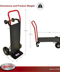 Heavy Duty Hand Truck Converts From Two Wheel To Four Wheel Platform With Solid Steel Deck Preventing Load Slippage