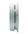 Side view of Hardwired Smoke Detector With 9 Volt Battery Backup, Photoelectric Sensor, 85 Decibel Alarm, Red LED Indicator