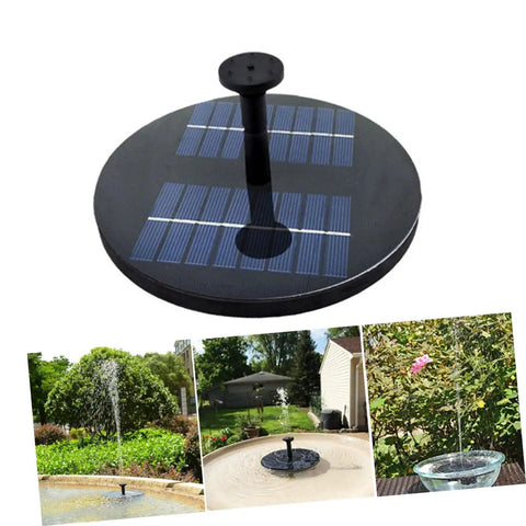 1.6W Solar Powered Pump Kit for Outdoor Water Features and Floating Fountains with four spray heads and black solar panel