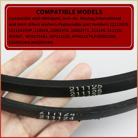 Beefed Up Washer Belt Kit Replacement For Maytag And Whirlpool Washers Includes Pump Belt And Drive Belt Durable Rubber Close-up