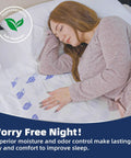 Hella Massive Disposable Incontinence Bed Pads 57X36 Inch Heavy Duty on bed with woman sleeping, designed for comfort and moisture control.