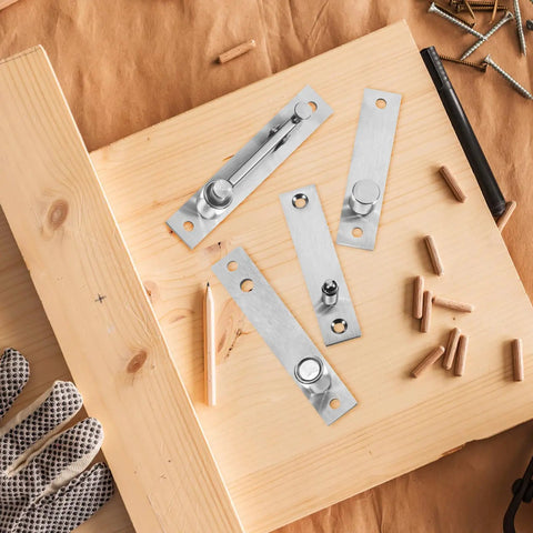 Heavy Duty Hidden Door Pivot Hinges for Wood Doors in 201 Stainless Steel, Concealed Pivot Hinge Kit for Cabinets and Bookshelves on wood board